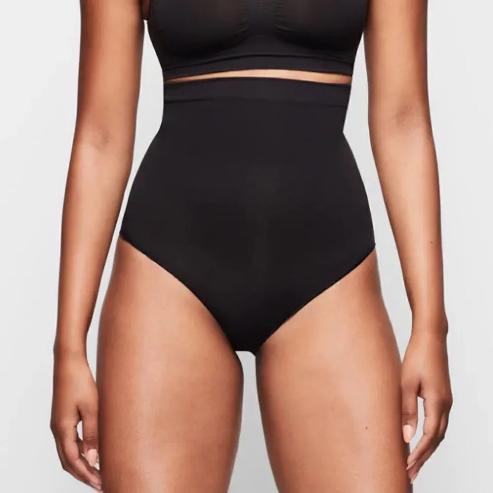 SKIMS Seamless Sculpt High-waisted Brief Shaping Shapewear In Onyx Black